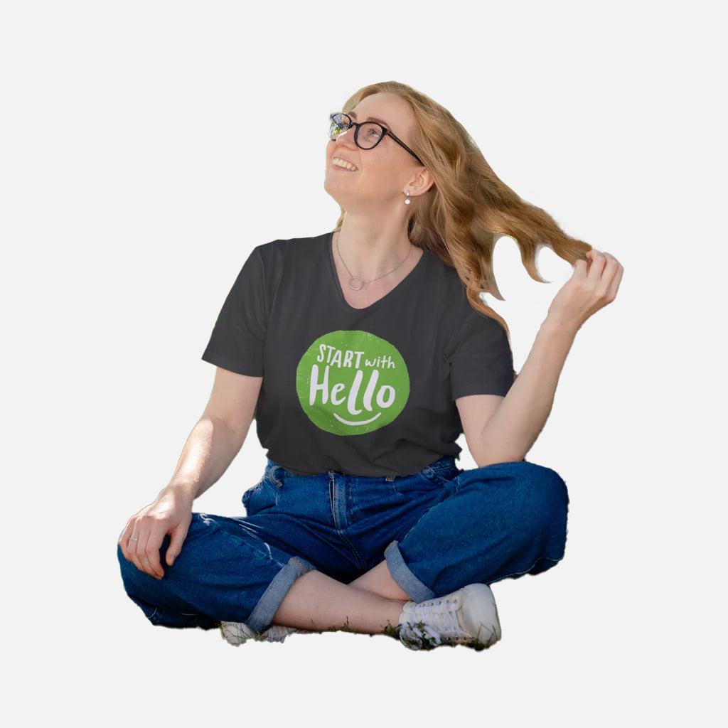 Women's Start With Hello V-Neck Tee