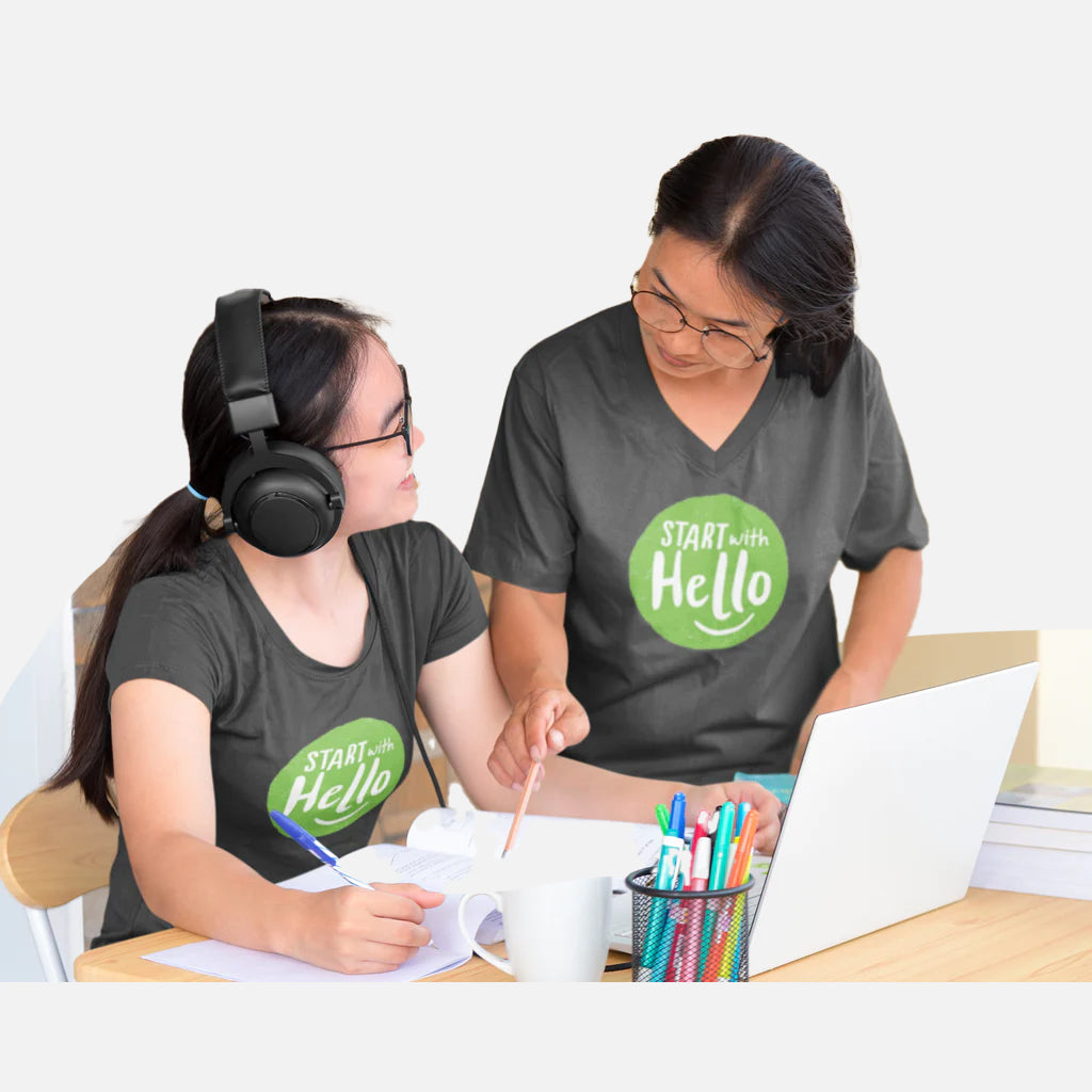 Women's Start With Hello V-Neck Tee