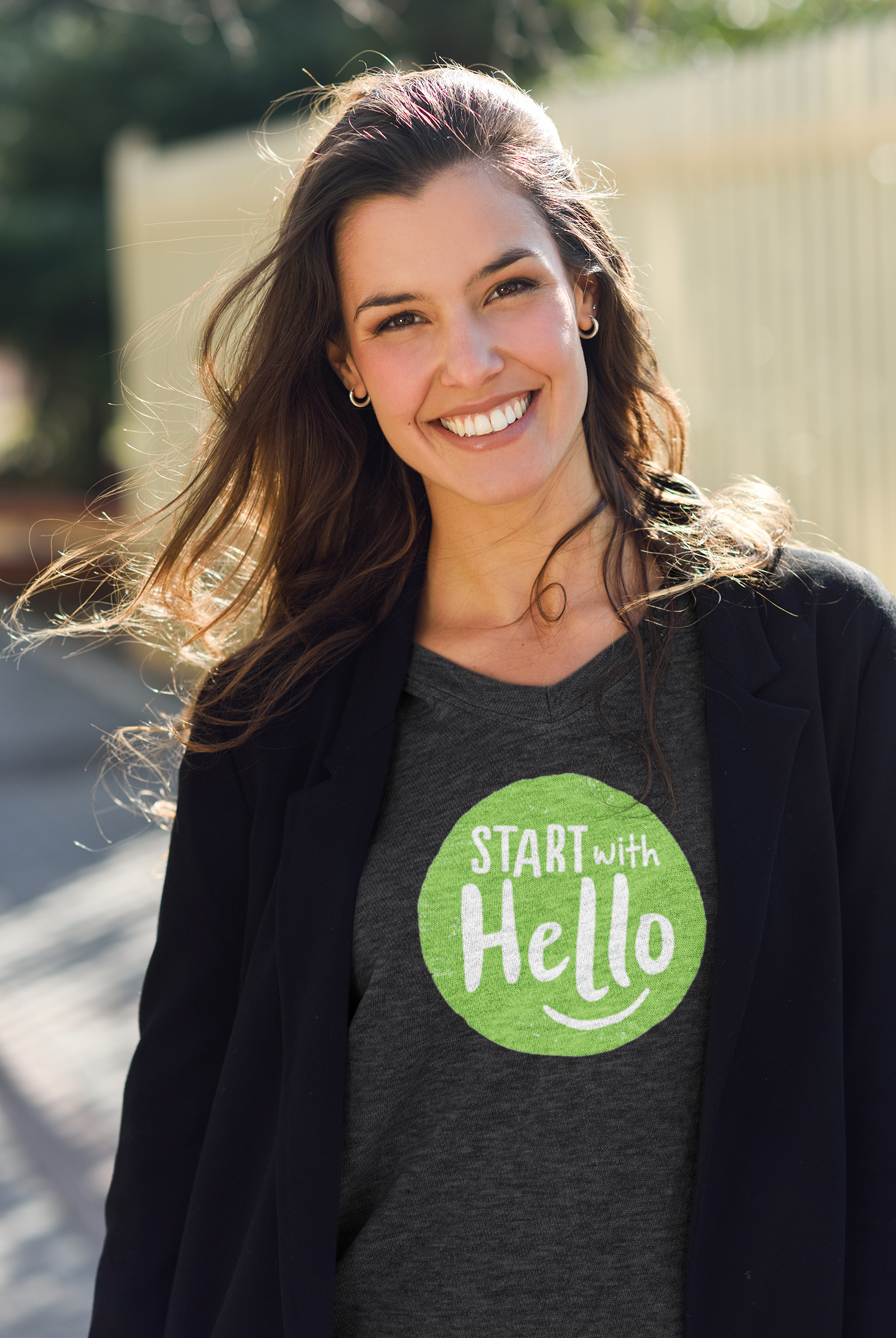 Women's Start With Hello V-Neck Tee